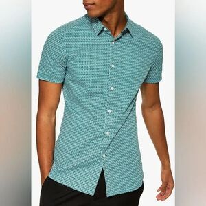 Topman Stretch Skinny Fit Cross Geometric Shirt sz Med
